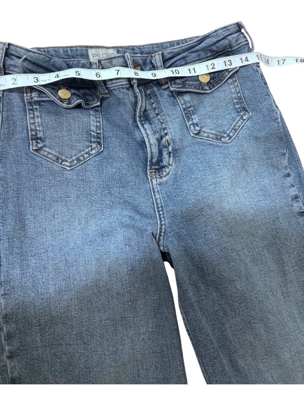 Pilcro High-Rise Wide-Leg Jeans in Medium Blue - Picture 5 of 7
